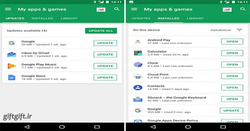 Google Play Store صفحه مدیریت برنامه‌هایش را به‌روز می‌کند